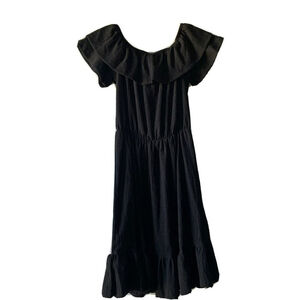 divided hm dress black off shoulder size 8 knee length